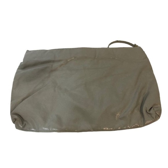Vtg 80s DEADSTOCK Gray Vinyl Clutch w ASYMMETRICAL Pattern & DETACHABLE Strap - Picture 8 of 9
